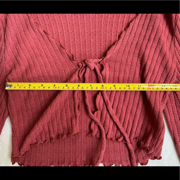 Victoria + Sophia Cropped Cardigan Womens Terracotta Tie-Front Sweater Size S - Picture 8 of 9